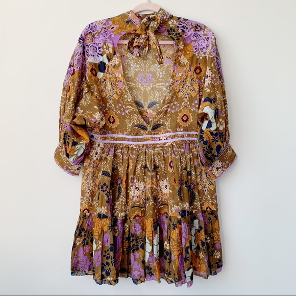 Free People Boho Dress High Neck Open Back Size XS - Picture 5 of 7